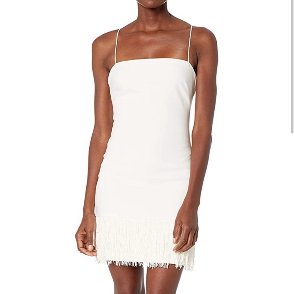 White Fringe Mini Dress